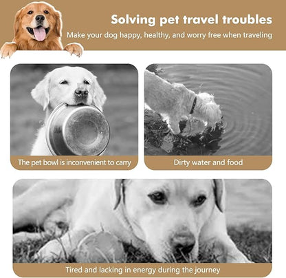 Collapsible Dog Bowls, Travel Food and Water Double Bowl for Cats & Dogs, 2-in-1 Portable BPA-Free Feeding Solution, Perfect for Traveling, Camping & Walking (L/ 100oz)