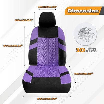 2PCS Car Front Seat Cover with 2 Headrest Covers, Breathable Waterproof Seat Covers for Front Seats, Universal Seats Cover Protector Car Accessories for Most Vehicles (Purple)