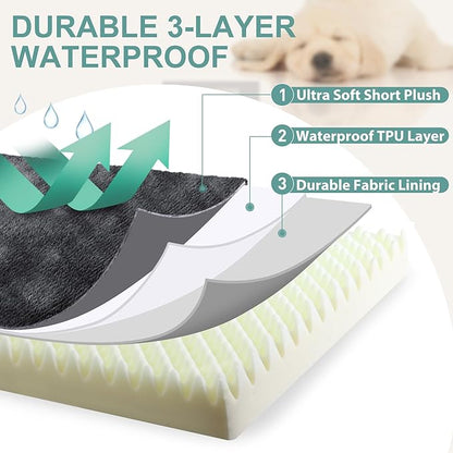 Waterproof XXL Dog Beds Large Sized Dogs, Outdoor Washable Crate Pad 48 inch, Jumbo XXLarge Orthopedic Foam Pet Bed with Removable Cover Reversible, Anti-Slip Kennel Pad, 47"x29", Dark Gray