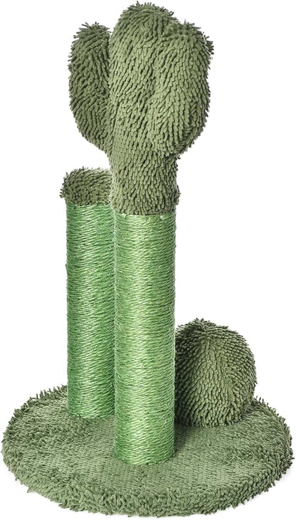 Amazon Basics Cat Scratching Post, Indoor Cactus Triple Posts for Cats & Kittens with Dangling Ball, Large, 27"H, Green