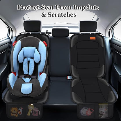 Siivton Car Seat Protector for Child Car Seat,Waterproof Car Seat Cover for Leather and Fabric Seats, 2 Mesh Pockets, Non-Slip Bottom,Thick Padding Cushion