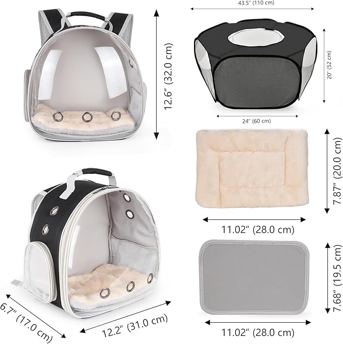 2-Pack Guinea Pig Carrier Backpack and Playpen with Lid, Breathable Pet Playpen Pop Open Exercise Fence, Portable Small Animal Cage for Rabbits, Chinchillas, Squirrel, Lizard, Sugar Glider