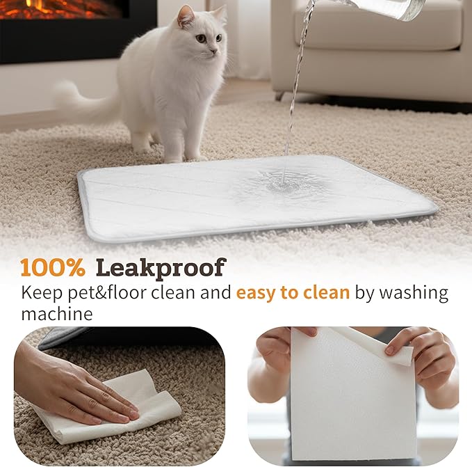 NWK Fluffy Self Warming Cat Mat, Cat Blanket, Thermal Dog Mat, Washable, Non-Slip Bottom for Sofa & Crate & Kennel & Car Seat (Creamy White, X-Large (45'' X 28'' X 0.4''))