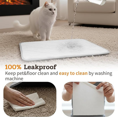 NWK Fluffy Self Warming Cat Mat, Cat Blanket, Thermal Dog Mat, Washable, Non-Slip Bottom for Sofa & Crate & Kennel & Car Seat (Creamy White, X-Large (45'' X 28'' X 0.4''))