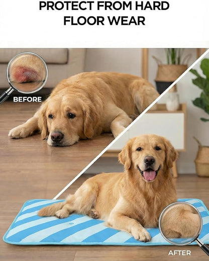 Dog Cooling Mat for Dogs & Cats, Soft Breathable Cooling Pad for Dog Bed, 23"x18" Self Cooling Crate Mat for Dogs, No Gel Washable Non-Slip Pet Cooling Mat Indoor Outdoor, Blue Stripe