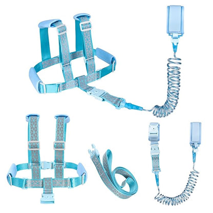 Toddler Leash Harness Backpack 4-in-1, Anti Lost Wrist Link & Safety Strap for Kids Boys Girls, Reflective Adjustable Baby Walking Belt for Park Zoo Travel, Child Cute Reins (Blue)