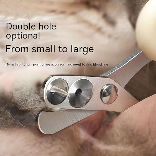 Newly Upgraded Design Cat&Dog Nail Clipper with Two Circular Cutting Holes of Different Size(2mm&4mm)-Avoid Over Cutting Pet Nail Clippers - Professional Paw Trimmer Set for Pet (Pink)