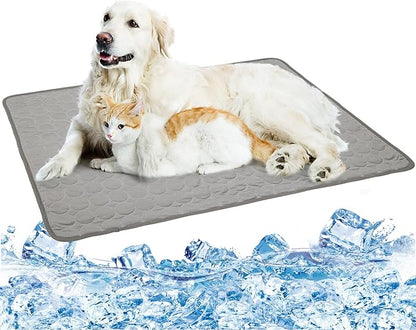 Washable Dog Mat Ice Silk Cooling Mat for Dogs Pet Self Pad Blanket Dog Pad for Indoor & Outdoor Car Seats (40x28 in, Light Grey)
