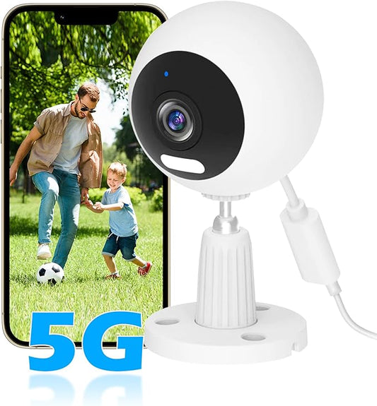 5G Security Camera Indoor/Outdoor, Baby Monitors Camera, Nanny/Pet/Dog Cameras with Phone App,IP66 Waterproof, Color Night Vision, White Light, Bell Siren, 24/7 SD Recordings -1 Pack