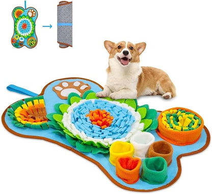 ORIA Snuffle Mat for Dogs, 25x17'' Interactive Slow Feeder Mat with Mental Stimulation for Boredom, Anxiety Relief, Dog Puzzle Toy & Treats Hunting Game for Small Medium Dogs Puppies