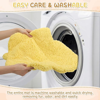 3 Pack Self Warming Pet Bed Leaf Shape Self Heating Cat Dog Mat Washable Thermal Sleeping Pad for Indoor Outdoor Hedgehog, Bunny, Sugar Glider, Rat, Chinchilla(Light Yellow,Medium-18 x24)