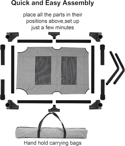 Raised Dog Bed Cooling Cot for Indoor Outdoor Use Portable Waterproof Mesh Pet Bed Washable for Large Medium Small Dogs, Grey