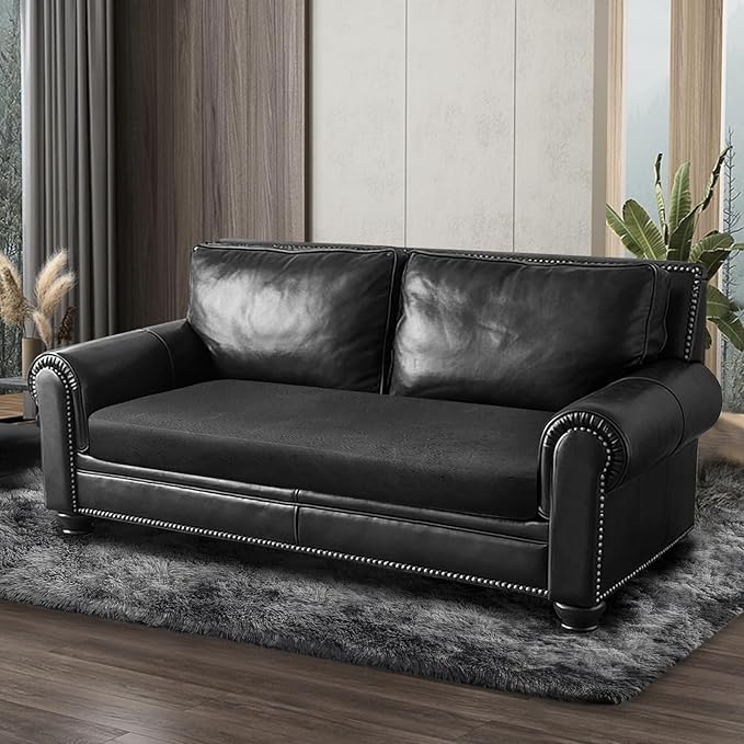 ANARACHON Leather Look Couch Cushion Covers Sofa Seat Slipcovers Sets Couches Furniture Protector for Sectional Armchair Loveseat Pets Kids Stretch Spandex Fabric (1 Cushion Loveseat, Dark Grey)