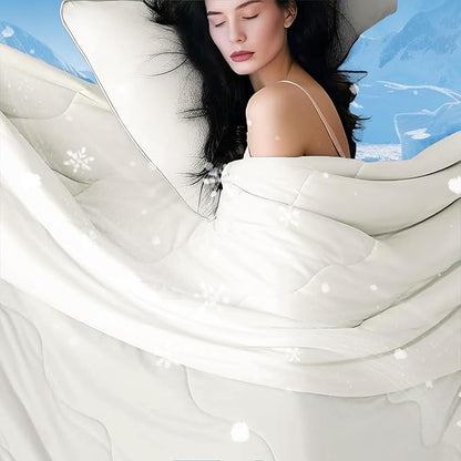 DOWNCOOL Cooling Comforter, White Cooling Blanket Twin Size, Cooling Duvet for Hot Sleeper, Breathable Summer Quilt, Lightweight Soft Q-Max>0.4 Arc-Chill Cool Comforter,68"X90"