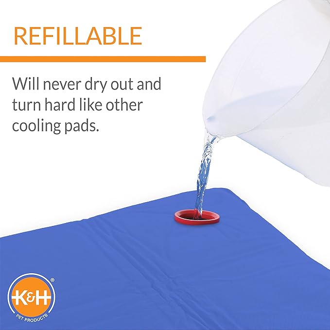 K&H Pet Products Coolin' Pet Pad Dog Mat, Portable Dog Cooling Mat for Travel or in Home, Perfect for Carriers, Crates, Outdoor Houses, Yards, Porches, Pet Beds & More - X-Large 38 X 27in Chill Blue