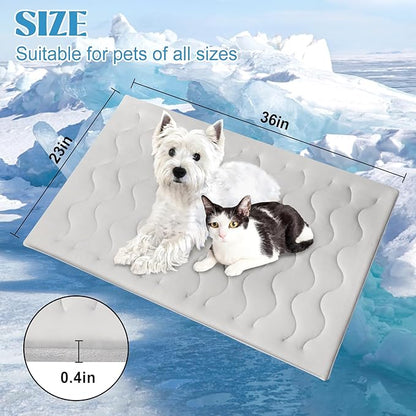 Dog Cooling Mat for Extra Large Dogs & Cats, Q-MAX>0.4 Breathable Cooling Crate Pad Indoor for Pet with Chill Cool Fiber, Portable Waterproof Washable Self-Cooling Pad in Outdoor Summer 36"×23"