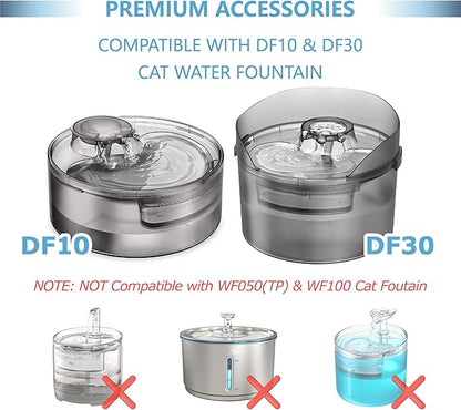 12-Pack Dog Water Fountain Replacement Filters, Compatible with DF10 DF30 Automatic Dog Water Bowl Dispenser, Foam Sponge & Carbon Pet Fountain Filters for Dogs & Cats