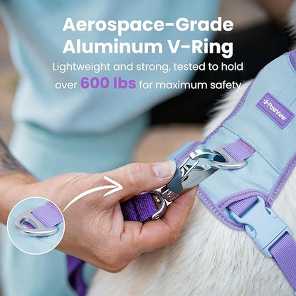 No Pull Dog Harness for Small Dogs & Puppies, Lightweight Escape Proof Adjustable Dog Harness with Pocket, Front & Back Clip, Reflective Soft Vest with ID Tag, for Running Walking, Blue