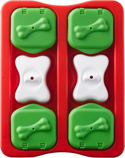 Outward Hound by Nina Ottosson Holiday Dog Brick Treat Puzzle Dog Toy, Level 2 Intermediate, Red, Small