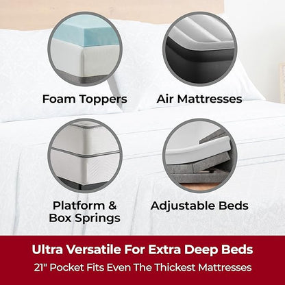 Mellanni Extra Deep Twin Sheets - 3 PC Iconic Collection Bedding - Hotel Luxury, Ultra Soft, Cooling Bed Sheets - Wrinkle, Fade, Stain Resistant (Twin, Laced Sky Blue)
