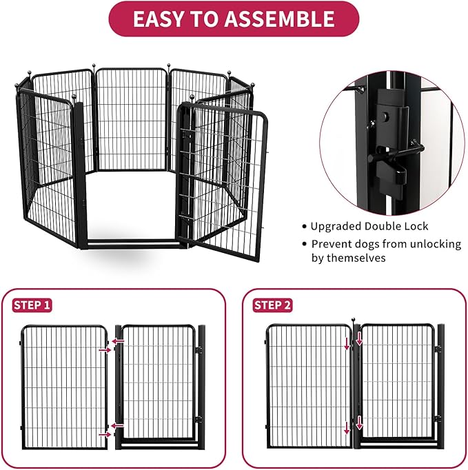 Dog Playpen Outdoor, 40 inch 48 Panels Dog Fence with Extra Wide Gate No-Tripped Pet Playpen Rustproof Dog Pen Indoor Puppy Playpen for Temporary Containment Portable Pet Fence for RV Camping