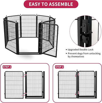 Dog Playpen Outdoor, 40 inch 24 Panels Dog Fence with Extra Wide Gate No-Tripped Pet Playpen Rustproof Dog Pen Indoor Puppy Playpen for Temporary Containment Portable Pet Fence for RV Camping
