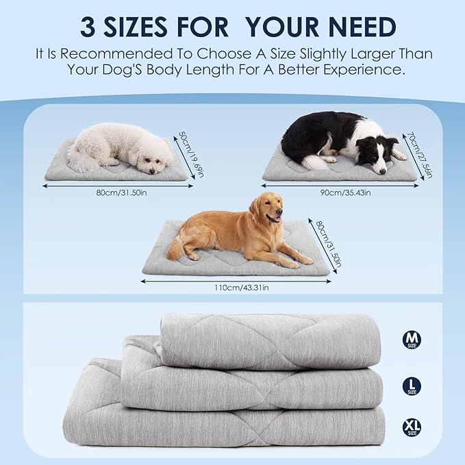 ASENKU Dog Cooling Mat, Portable & Durable Cooling Mat for Dogs, Summer Anti-Slip Breathable Cooling Bed for Small-Medium Dogs up to 35 lbs (French Bulldog, Beagle, Corgi), 32x20 inches, Grey Diamond