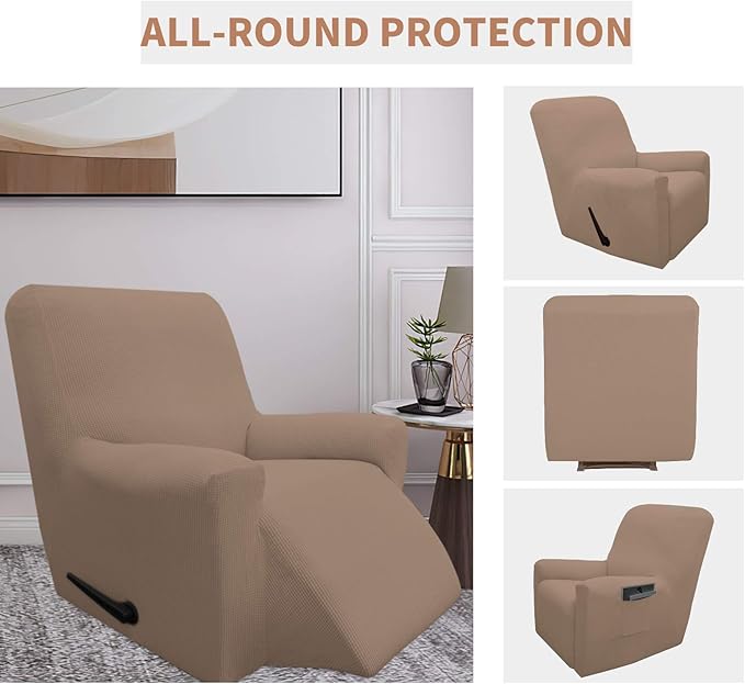 Easy-Going 100% Waterproof Recliner Cover, Dual Waterproof Couch Cover for Recliner, 1- Piece Jacquard Sofa Cover, Leakproof Sofa Slipcover for Kids, Pets, Dog and Cat (Recliner, Camel) 1 Seat