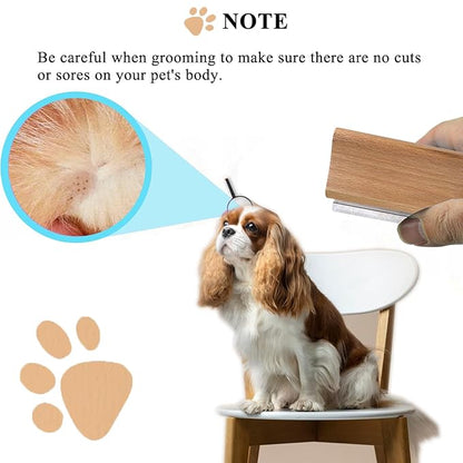 Wooden Deshedding Brush for Dogs, Cats & Horses, Deshedding Grooming Tool Curry Comb Pet Hair Removal Tool, Deshedding Dog Brush Combs for All Hair Types (4.33 Inch)