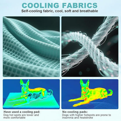 GOLOPET Newly Upgraded Dog Cooling Mat 34x23 in,Ice Breathable Fabric, Solid Silicone Honeycomb Heat Dissipation Structure, Long-Lasting Coolness Cooling Mat for Dogs(Q-Max>0.5) Washable& Non-Toxic