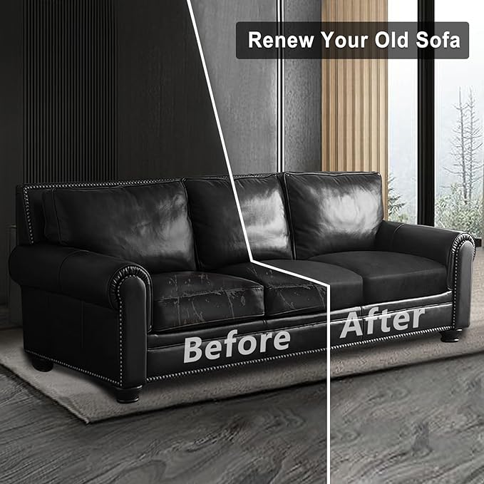 ANARACHON Leather Look Couch Cushion Covers Sofa Seat Slipcovers Sets Couches Furniture Protector for Sectional Armchair Loveseat Pets Kids Stretch Spandex Fabric (3 Cushion Sofa, Dark Grey)