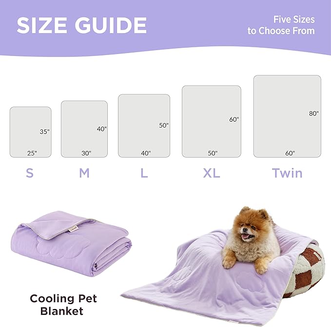 LE SURE Premium Cooling Dog Blankets for Bed - Washable Dog Cooling Throw Blanket with Q-MAX>0.4，Durable Self Cooling Pet Mat, Soft Cooling Summer Blanket for Hot Weather, Purple, 60x80