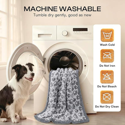 Luciphia Waterproof Pet Blankets for Couch Sofa Bed Cover Liquid Pee Proof Washable Soft Fluffy Large Dog Blanket Reversible Furniture Protection Paw Grey Small（40" x 28"）