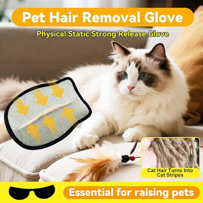 Electrostatic Pet Hair Removal Gloves: Quick Wiping - Reusable & Washable for Sofa Clothing Pet Beds Effortless Cats & Dogs Hair Remover for Busy Pet Owners (2pcs-Black)