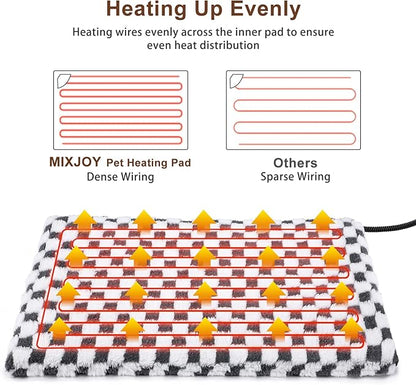 MIXJOY Heated Dog Bed, 11 Adjustable Temperature Dog Heating Pad Indoor with Timer, Pet Heated Mat for Dogs Cats, Electric Cat Heating Pad with Washable Cover, Heated Pet bed-28''x20'', Medium