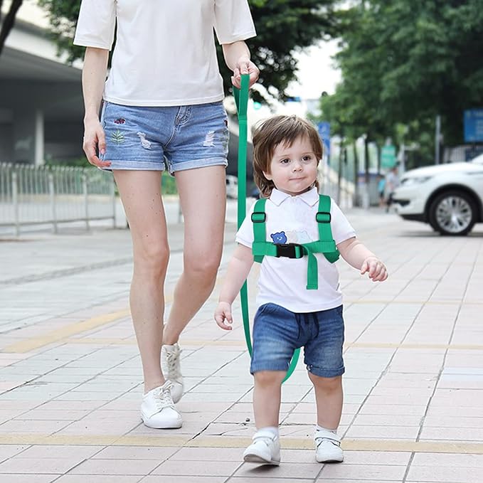 Accmor Toddlers Leash + Anti Lost Wrist Link, Baby Walking Harness Kids Safety Harness Cute Dinosaur Kids Walking Wristband Assistant Strap Belt for Boys (LightGreen)