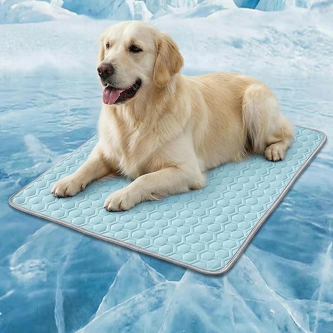 HAOMAIJIA Pet Cooling Mat for Dogs Thick Soft Washable Dog Cooling Mat Indoor Upgrade Waterproof Non-Slip Self Cooling Pad for Dog and Cat (Sky Blue, 26'' x 36'' Large)