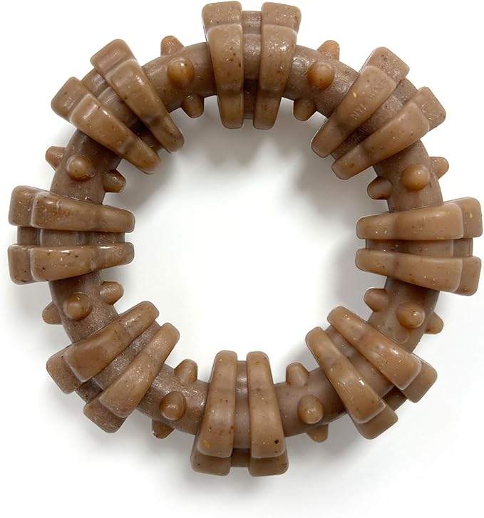 Nylabone Strong Chew Textured Ring Dog Toy Made with Real Beef & Chicken, Durable Chew Toys for Aggressive Chewers, Long Lasting Dog Bone, Keeps Dogs Busy, Small Breeds - Up to 25 lbs