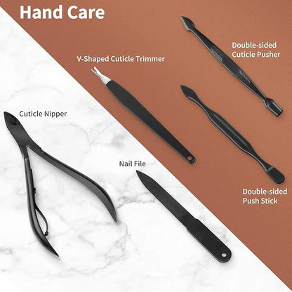 Teamkio 12pcs Manicure Set Pedicure Nail Clippers Set Travel Hygiene Kit Stainless Steel Professional Cutter Care Set Scissor Tweezers Knife Ear Pick Tools Grooming Kits with Leather Case