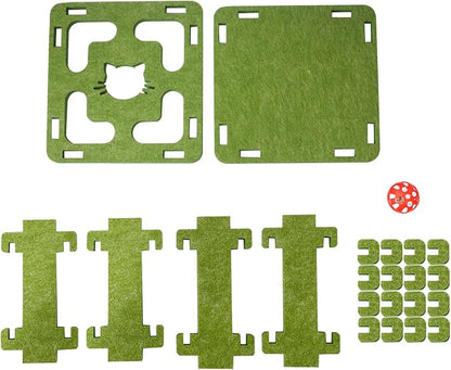 IUHKBH Cat Puzzle Toy, Soft Felt Intelligence Mind Game Track Balls Interactive Kitten Toy Puzzle Box for Indoor Cats, Easy to Assemble [Green]