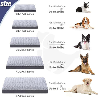 KSIIA Dog Crate Bed Waterproof for Small Dogs - Rose Velvet Soft Fluffy Washable with Removable Cover & Anti-Slip Bottom, 23 x 17 Inch, Light Gray