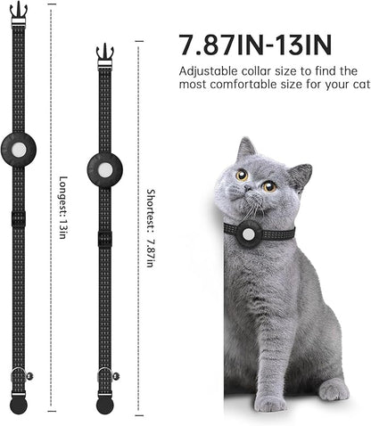 Cat Tracker,No Monthly Fee GPS Trackers for Cats Work with Apple Find My App(iOS Only),Real-Time Location Tracking,Cat Tracker GPS Collar with Safety Elastic Buckle-Black