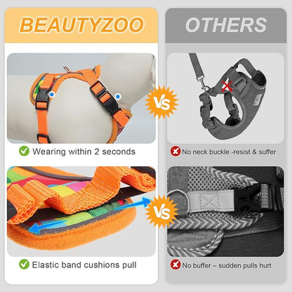 BEAUTYZOO Cat Harness and Leash for Walking, Escape Proof Soft Adjustable Vest Harnesses for Medium Large Cats, Easy Control Breathable Reflective Strips Jacket, Orange, M