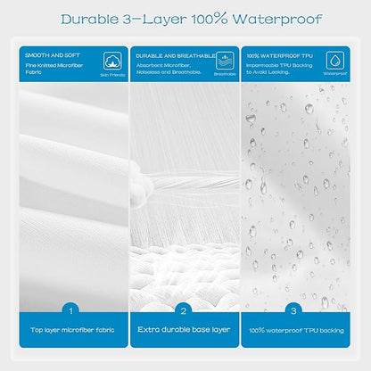 GRT 10 Pack 100% Waterproof Mattress Protector Twin Size, Breathable & Noiseless Waterproof Mattress Cover Fitted Deep Pocket from 5" to 19", Smooth Washable Twin Bed Protector - Vinyl Free