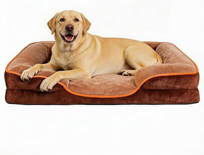 NEWBULIG 35x25 Inch Orthopedic Dog Bed Large Sized, Dog Couch/Sofa Bed with Washable Cover, Waterproof, Memory Foam, Soft Fluffy Surface