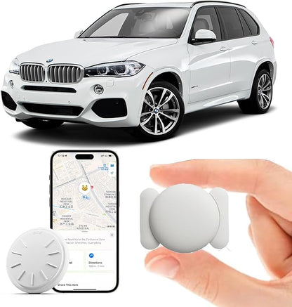 GPS Tracking Devices, No Monthly Fee Tracker Device for Vehicles Work with Find My (iOS Only), Car Tracker Device Hidden with Magnetic Waterproof Case (1PCS, White)