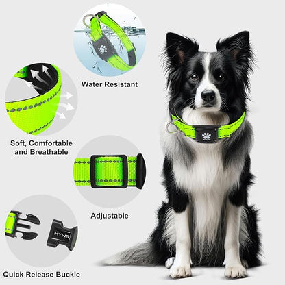 GPS Dog Collar Tracker 2-in-1,Reflective Waterproof Pet Collar,iOS-Only,No Monthly Fees,Unlimited Range,Ideal for Dog Tracking pet Tracker,for Small Medium Large Dogs(XS (10.6"-13.6"), Green)