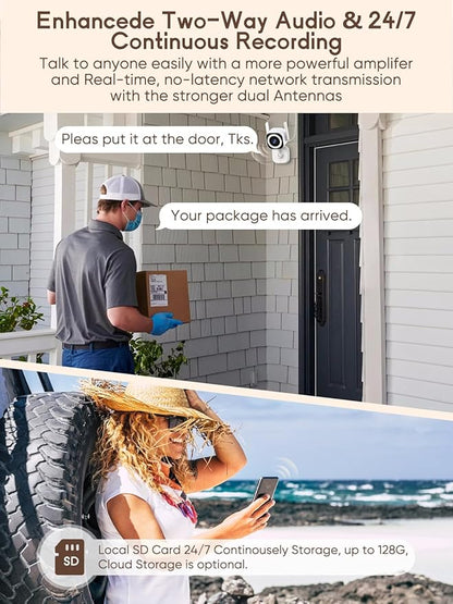 Dual-Antenna Stable 5G WiFi Cameras for Home Security,4X Zoom 2K Outdoor Indoor Security Camera,Baby/Pet Monitor wih Color Night Vision,Motion Detection,2-Way Talk,Siren,IP66,SD Card/Cloud