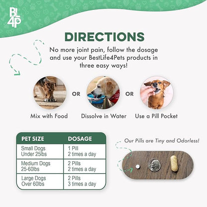 Large Breed Hip and Joint Supplement for Dogs - Premium Natural Joint Support and Mobility Relief Helps Ease Stiffness so Senior Dogs can Climb Stairs, Walk Pain Free and Play Again (180 Tiny Pills)