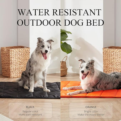 BDEUS Travel Dog Bed, Outdooor Camping Pet Mat, Portable Place Mat with Handle, Easy to Clean, Waterproof & Portable and Odor Resistant Pet Cooling Pad (Large 43" x 25", Orange)